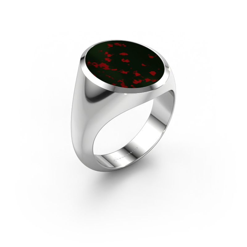 Image of Signet ring Herman 6 950 platinum Bloodstone 16x13 mm