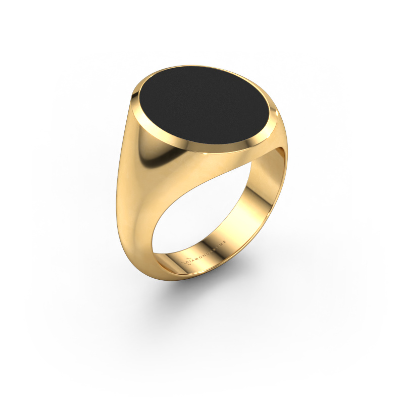 Image of Signet ring Herman 6 585 gold Black enamel 16x13 mm