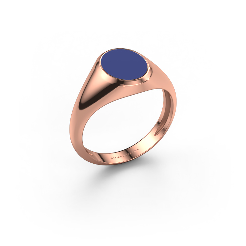 Image de Bague pinky Herman 1 light 585 or rose émail bleu 10x8 mm