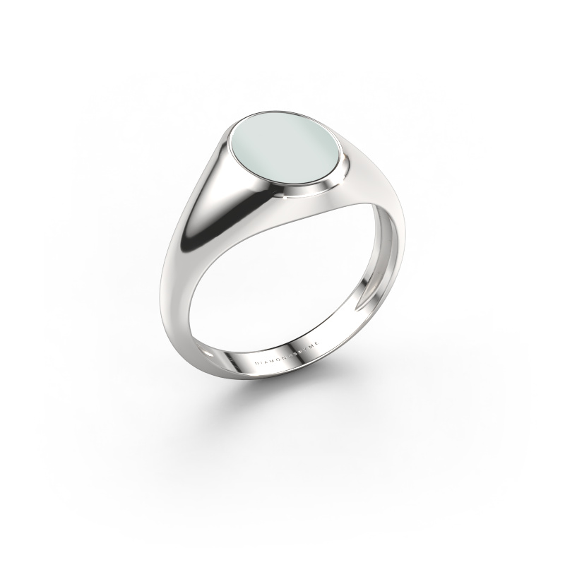 Image de Bague pinky Herman 1 light 950 platine Nicolo verte 10x8 mm