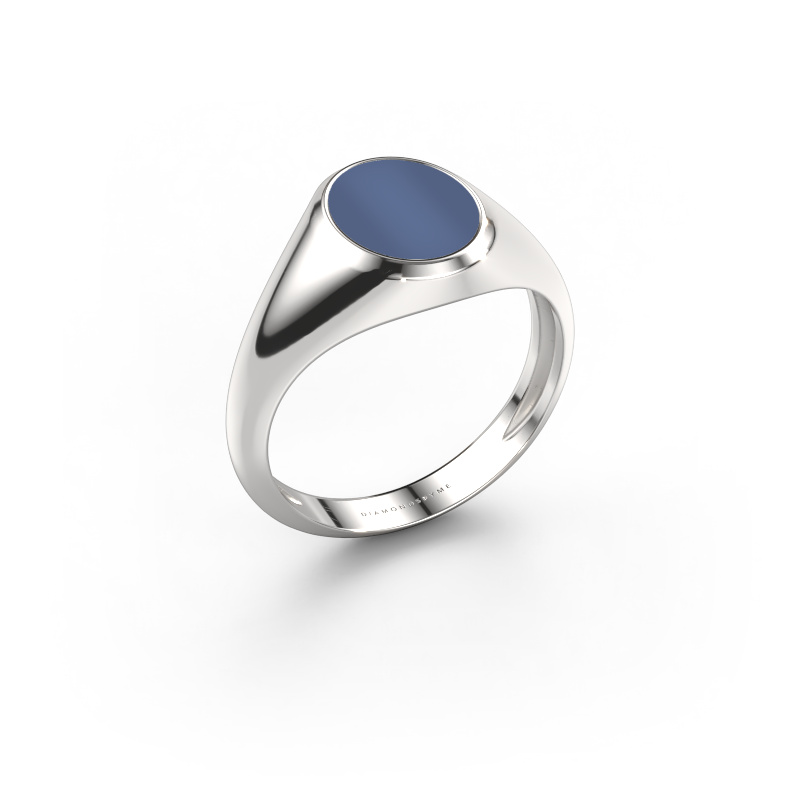 Bild von Pinky Ring Herman 1 light 585 Weißgold Blau Lagenstein 10x8 mm