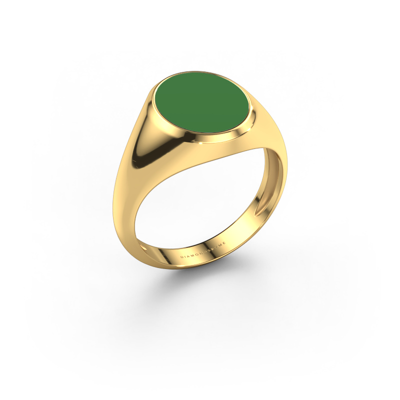 Image of Signet ring Herman 2 light 585 gold Green enamel 12x10 mm