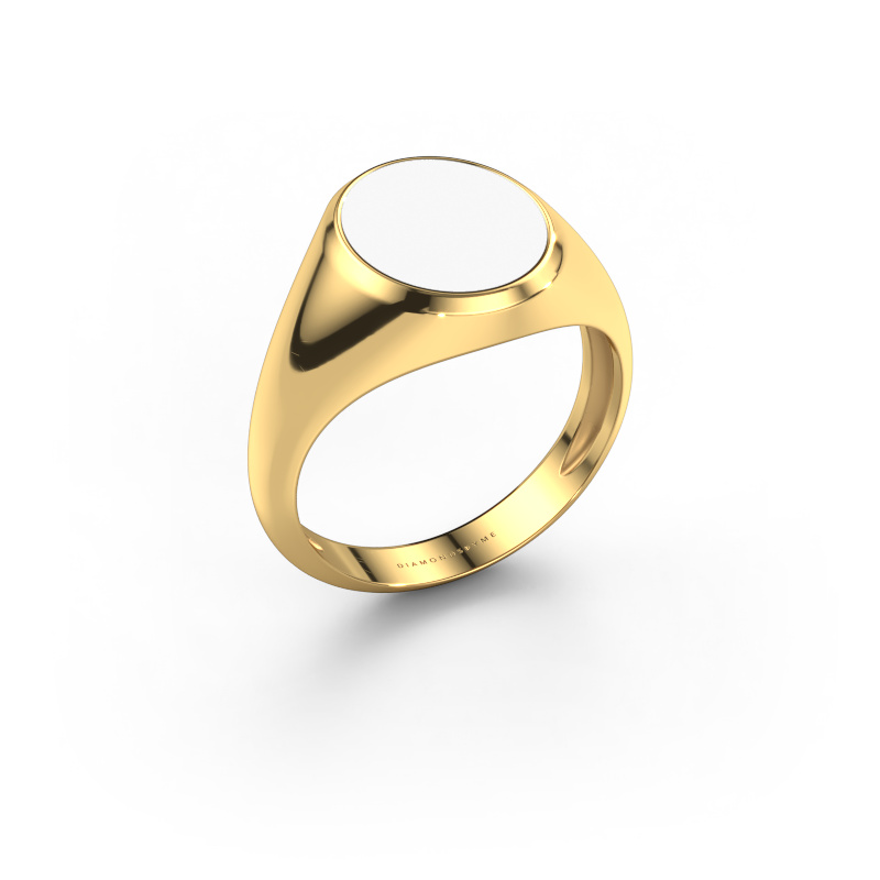 Image de Chevalière Herman 2 light 585 or jaune émail blanc 12x10 mm