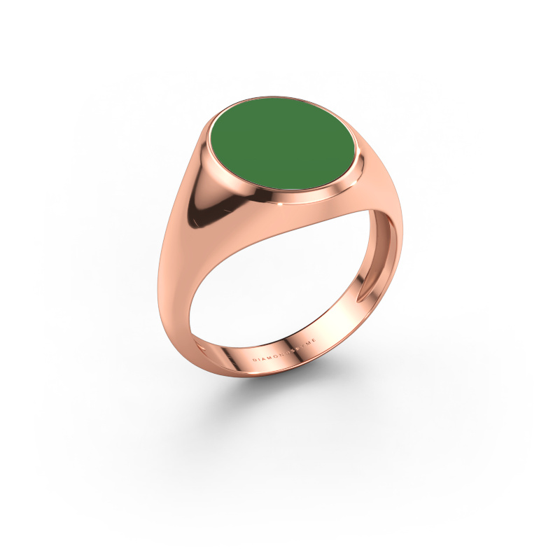 Bild av Signetring Herman 3 light 585 roséguld Grön emalj 13x11 mm