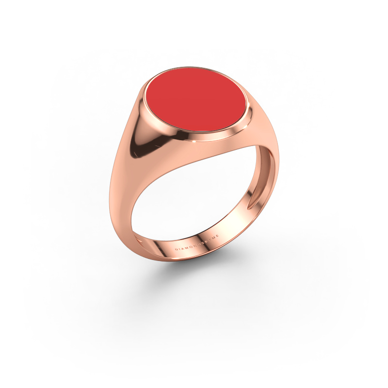 Bild av Signetring Herman 3 light 585 roséguld Röd emalj 13x11 mm