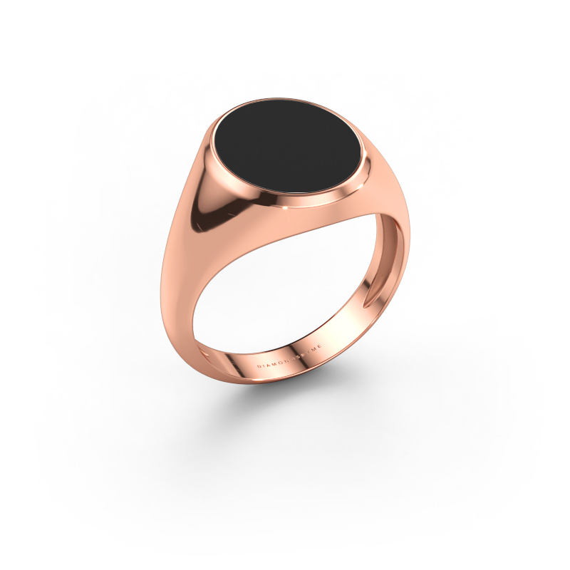 Immagine di Anello chevalier Herman 3 light 585 oro rosa Smalto nero 13x11 mm