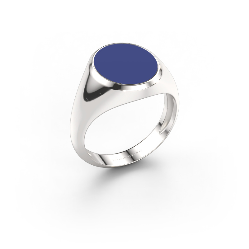 Immagine di Anello chevalier Herman 3 light 950 platino Smalto blu 13x11 mm