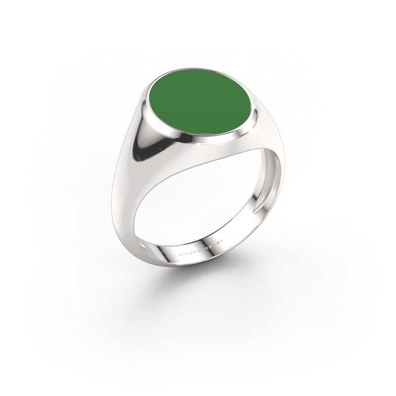 Immagine di Anello chevalier Herman 3 light 950 platino Smalto verde 13x11 mm