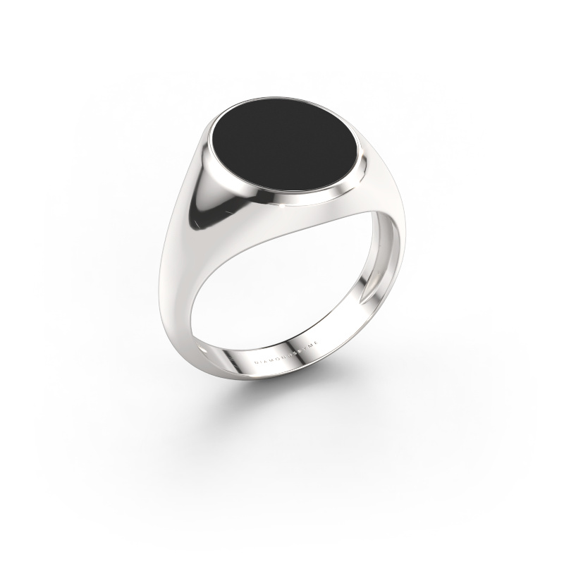 Image of Signet ring Herman 3 light 950 platinum Black enamel 13x11 mm