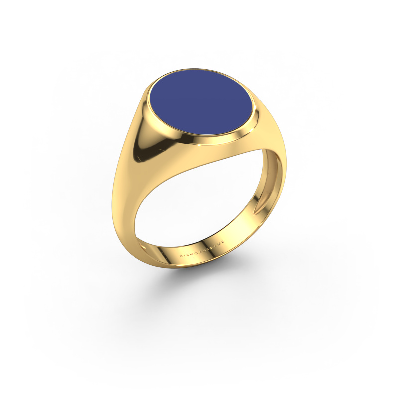 Image of Signet ring Herman 3 light 585 gold Blue enamel 13x11 mm