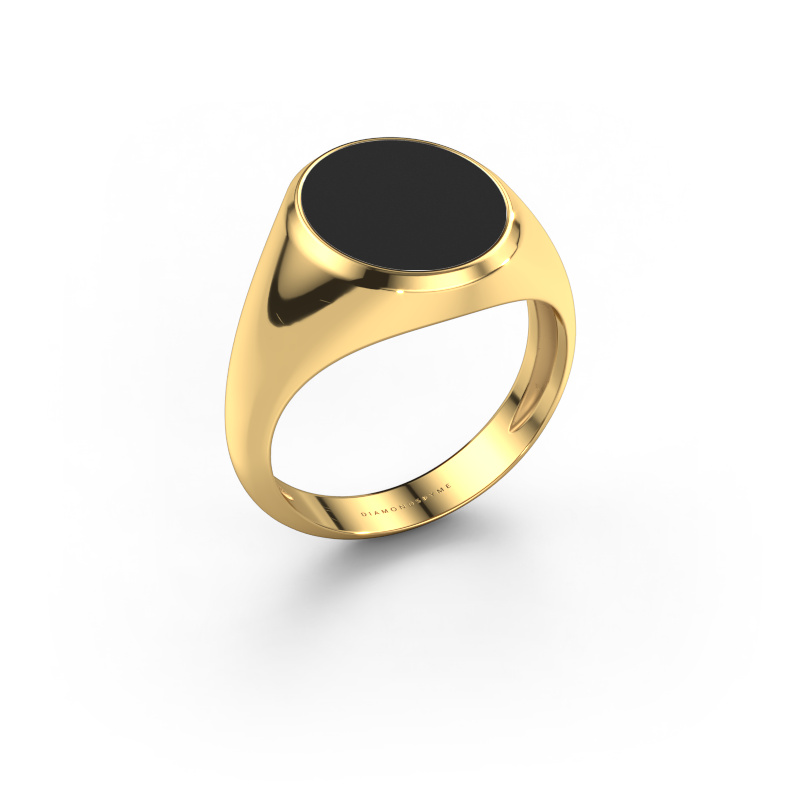Image de Chevalière Herman 3 light 585 or jaune émail noir 13x11 mm
