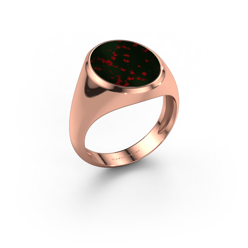 Image of Signet ring Herman 4 light 585 rose gold Bloodstone 15x12 mm