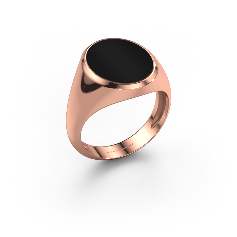Image of Signet ring Herman 4 light 585 rose gold Onyx 15x12 mm