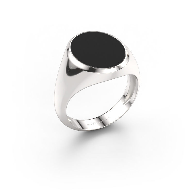 Image of Signet ring Herman 4 light 950 platinum Black enamel 15x12 mm
