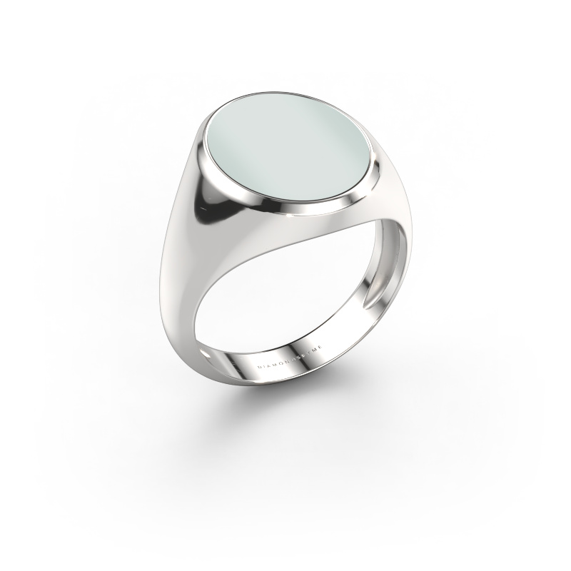 Image de Chevalière Herman 4 light 950 platine Nicolo verte 15x12 mm