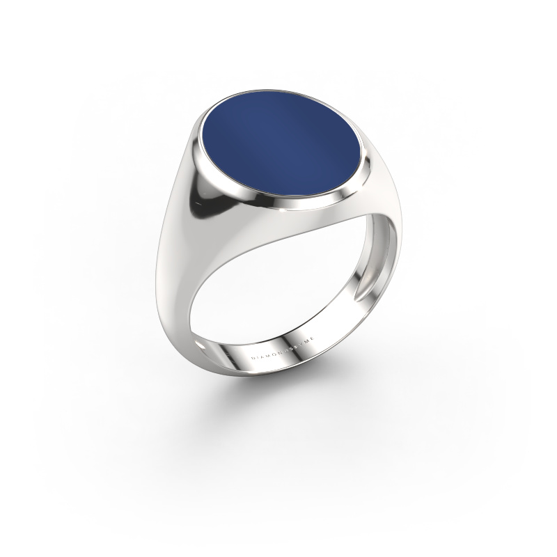 Image de Chevalière Herman 4 light 585 or blanc Lapis lazuli 15x12 mm