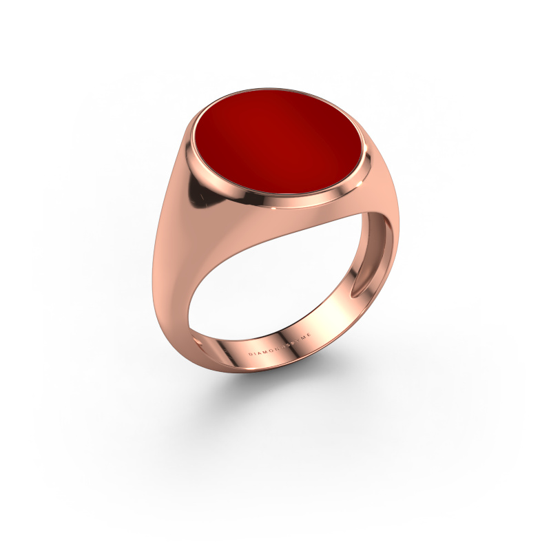 Image of Signet ring Herman 5 light 585 rose gold Carnelian 15x13 mm