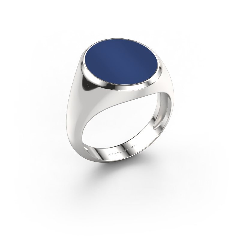 Image de Chevalière Herman 5 light 585 or blanc Lapis lazuli 15x13 mm