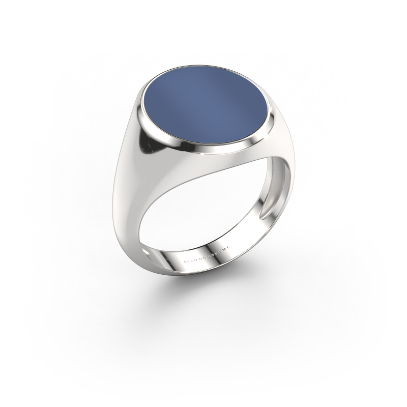 Bild von Siegelring Herman 5 light 585 Weißgold Blau Lagenstein 15x13 mm