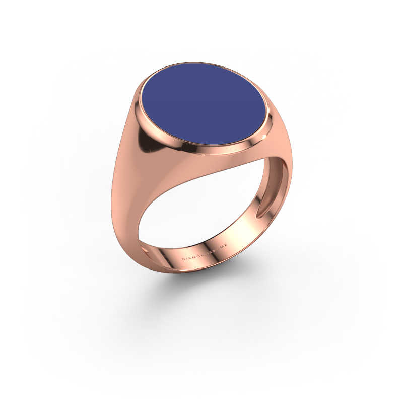 Image de Chevalière Herman 6 light 585 or rose émail bleu 16x13 mm