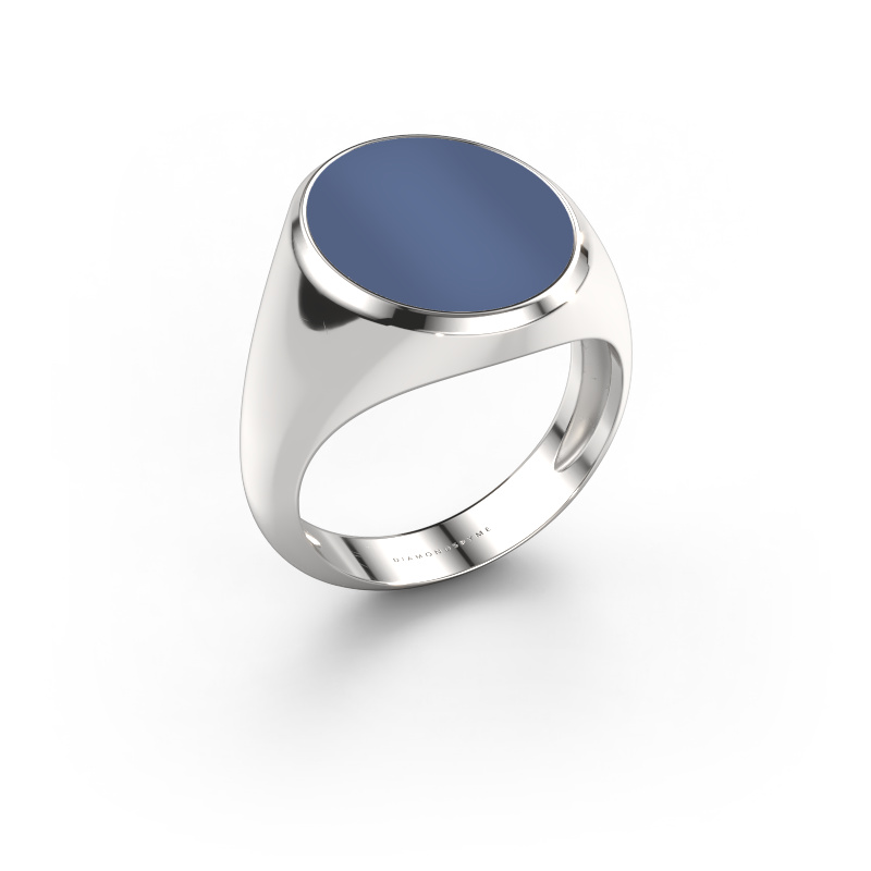 Bild von Siegelring Herman 6 light 585 Weißgold Blau Lagenstein 16x13 mm