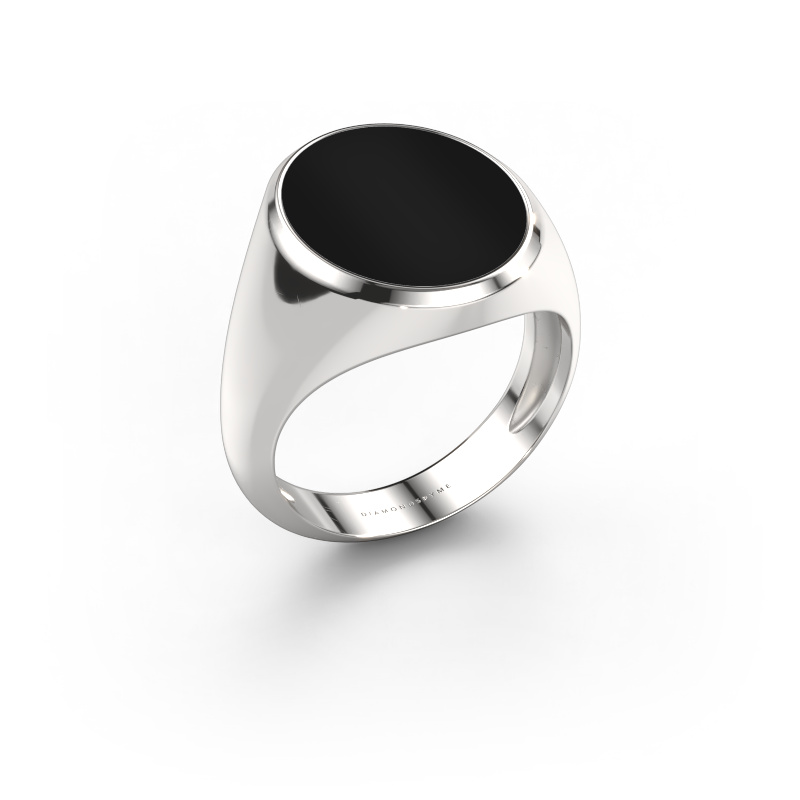 Image de Chevalière Herman 6 light 950 platine Onyx 16x13 mm