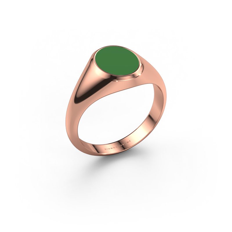 Afbeelding van Pinkring Herman 1 585 rosé goud Groene emaille 10x8 mm