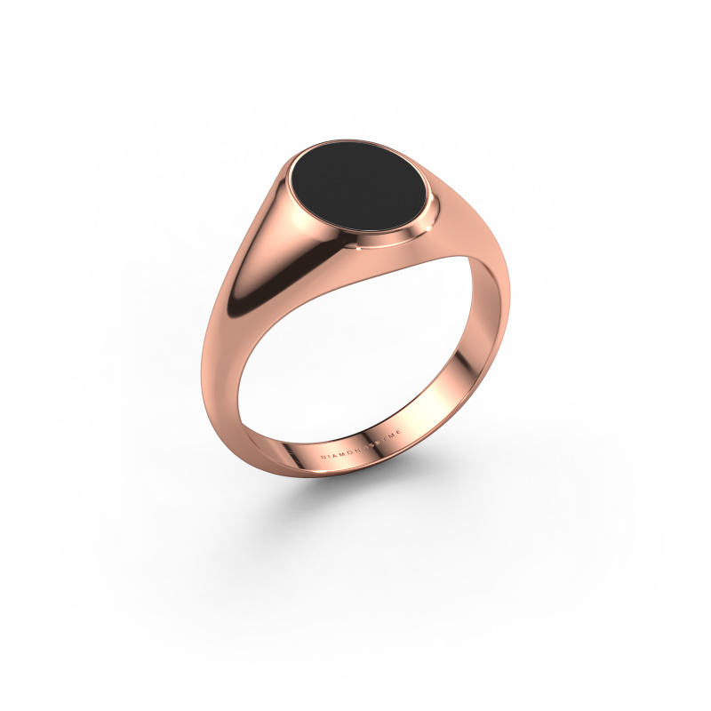 Image de Bague pinky Herman 1 585 or rose émail noir 10x8 mm