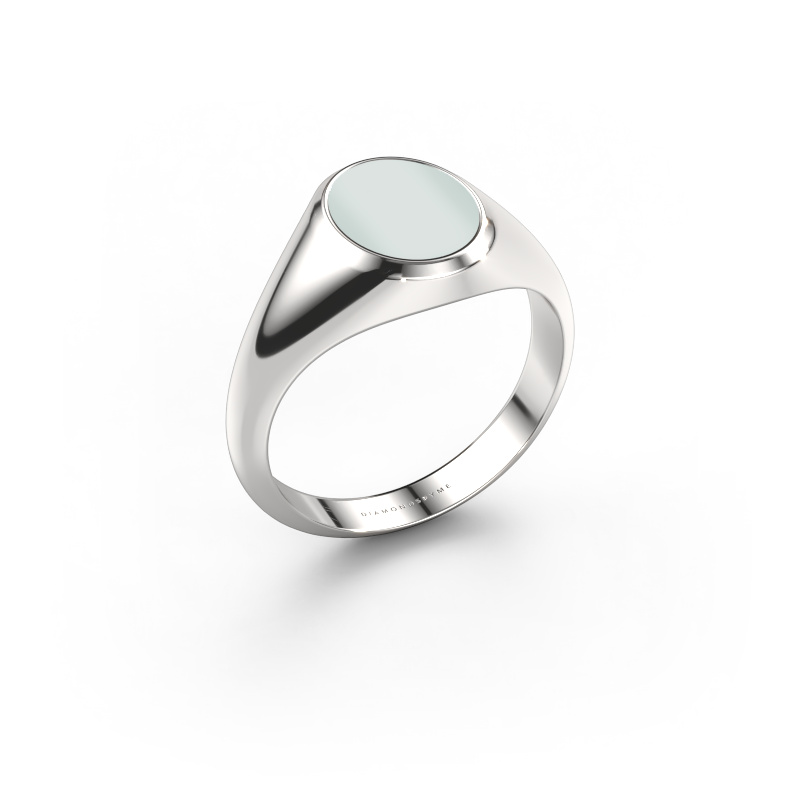 Afbeelding van Pinkring Herman 1 950 platina Groene lagensteen 10x8 mm