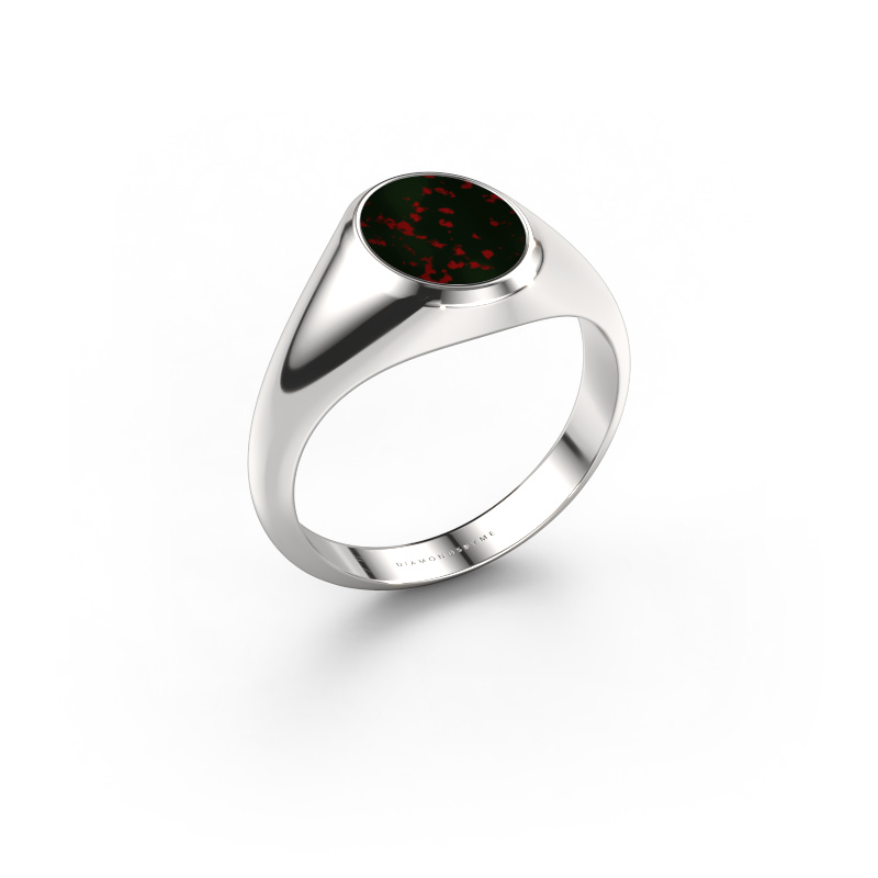 Image of Pinky ring Herman 1 585 white gold Bloodstone 10x8 mm