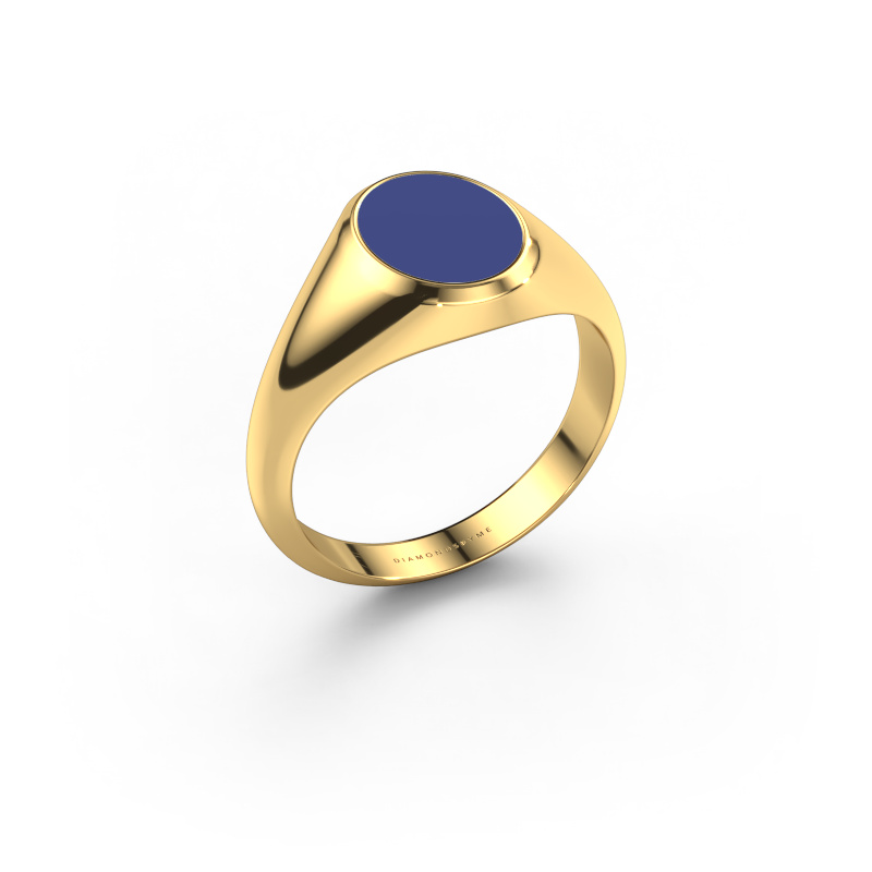 Afbeelding van Pinkring Herman 1 585 goud Blauwe emaille 10x8 mm