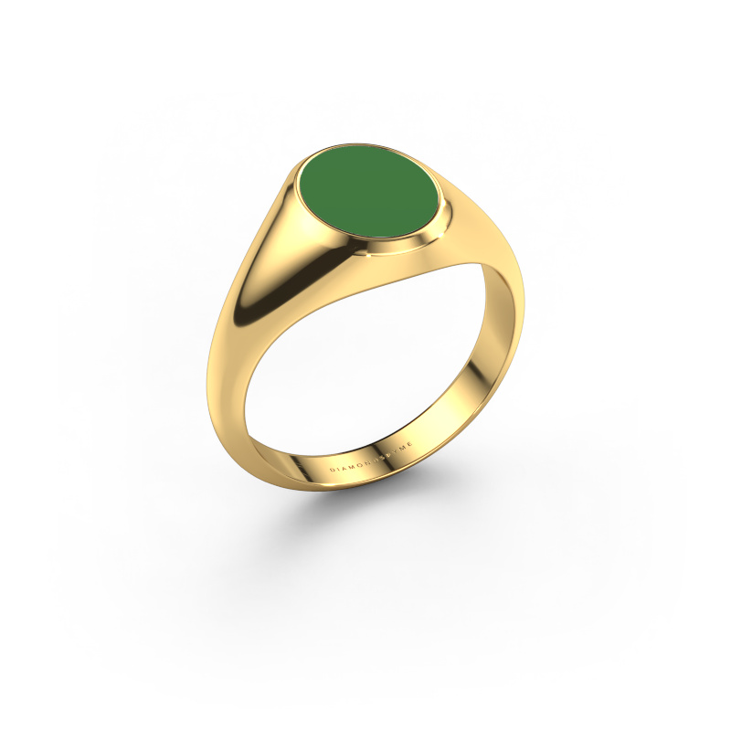Afbeelding van Pinkring Herman 1 585 goud Groene emaille 10x8 mm