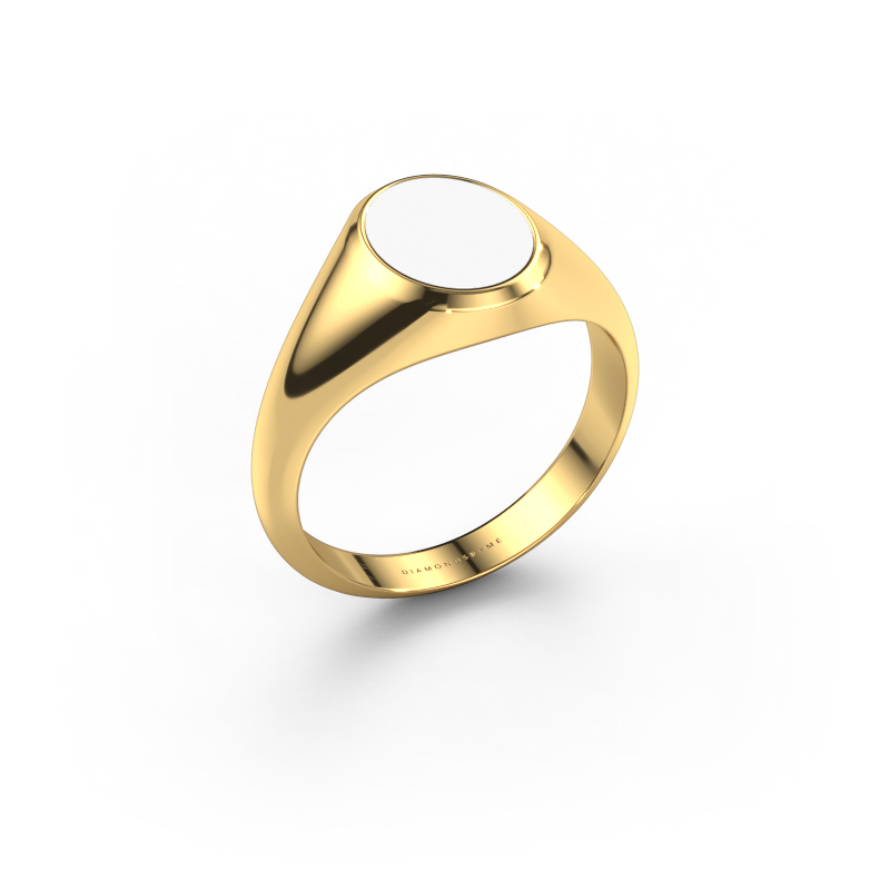 Afbeelding van Pinkring Herman 1 585 goud Witte emaille 10x8 mm