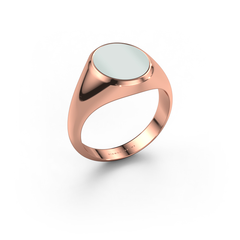 Image of Signet ring Herman 2 585 rose gold Green sardonyx 12x10 mm