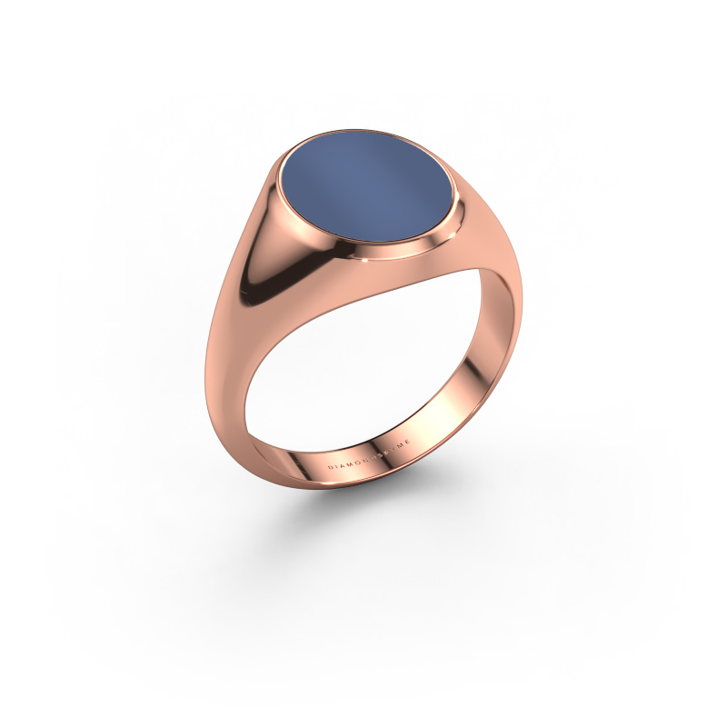 Image of Signet ring Herman 2 585 rose gold Blue sardonyx 12x10 mm