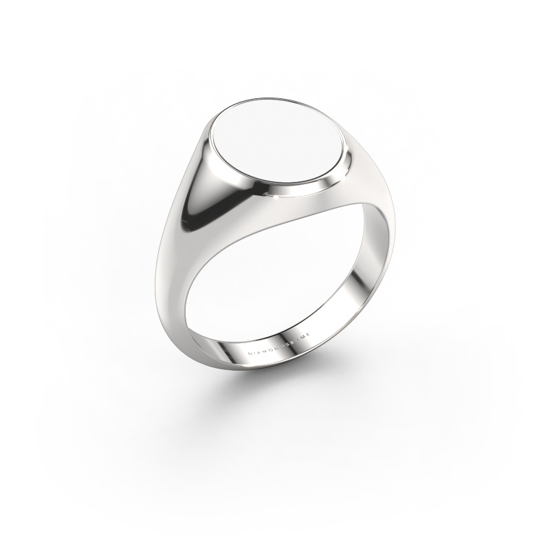 Afbeelding van Zegelring Herman 2 585 witgoud Witte emaille 12x10 mm