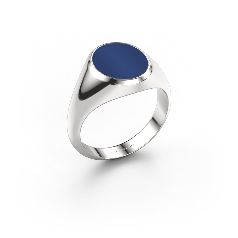 Image de Chevalière Herman 2 585 or blanc Lapis lazuli 12x10 mm