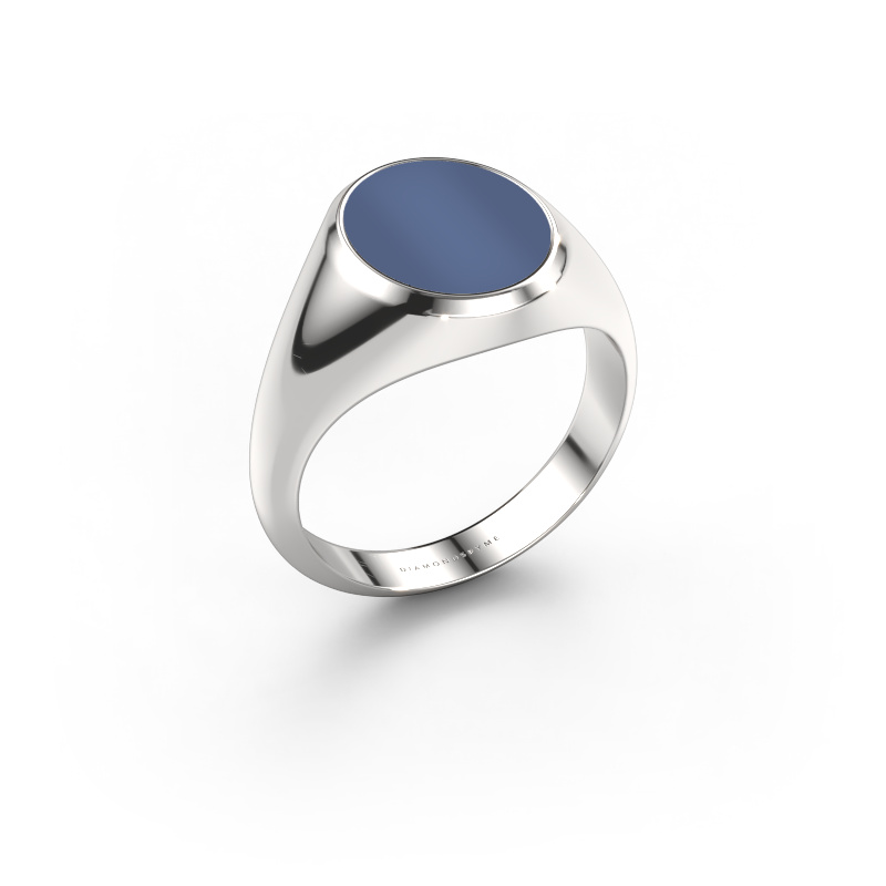 Image of Signet ring Herman 2 585 white gold Blue sardonyx 12x10 mm