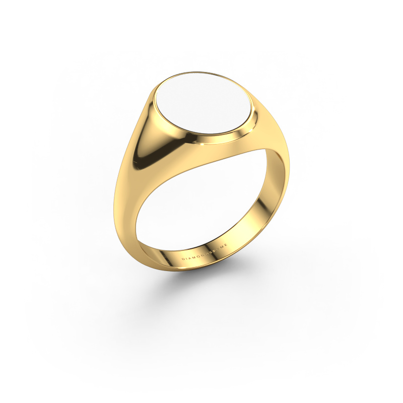 Afbeelding van Zegelring Herman 2 585 goud Witte emaille 12x10 mm