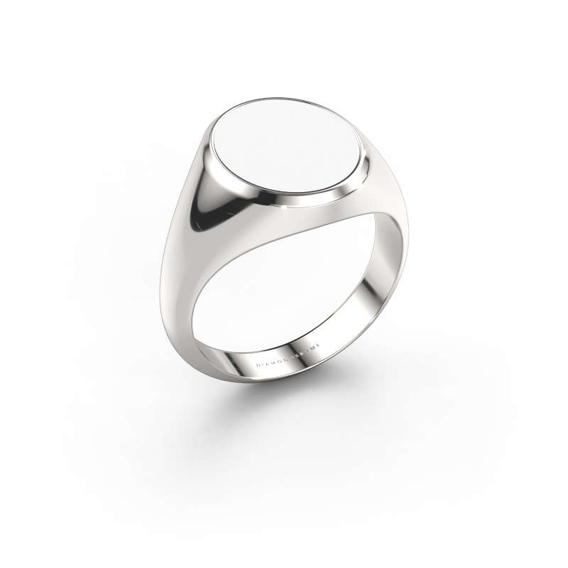 Afbeelding van Zegelring Herman 3 950 platina Witte emaille 13x11 mm