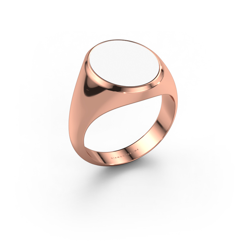 Afbeelding van Zegelring Herman 4 585 rosé goud Witte emaille 15x12 mm