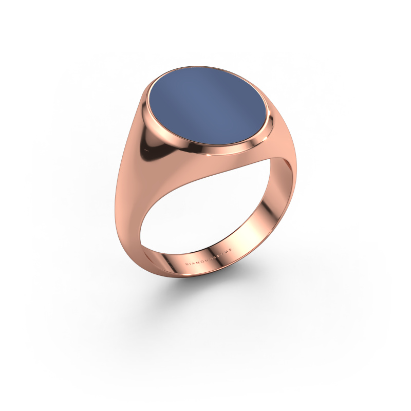 Image of Signet ring Herman 4 585 rose gold Blue sardonyx 15x12 mm