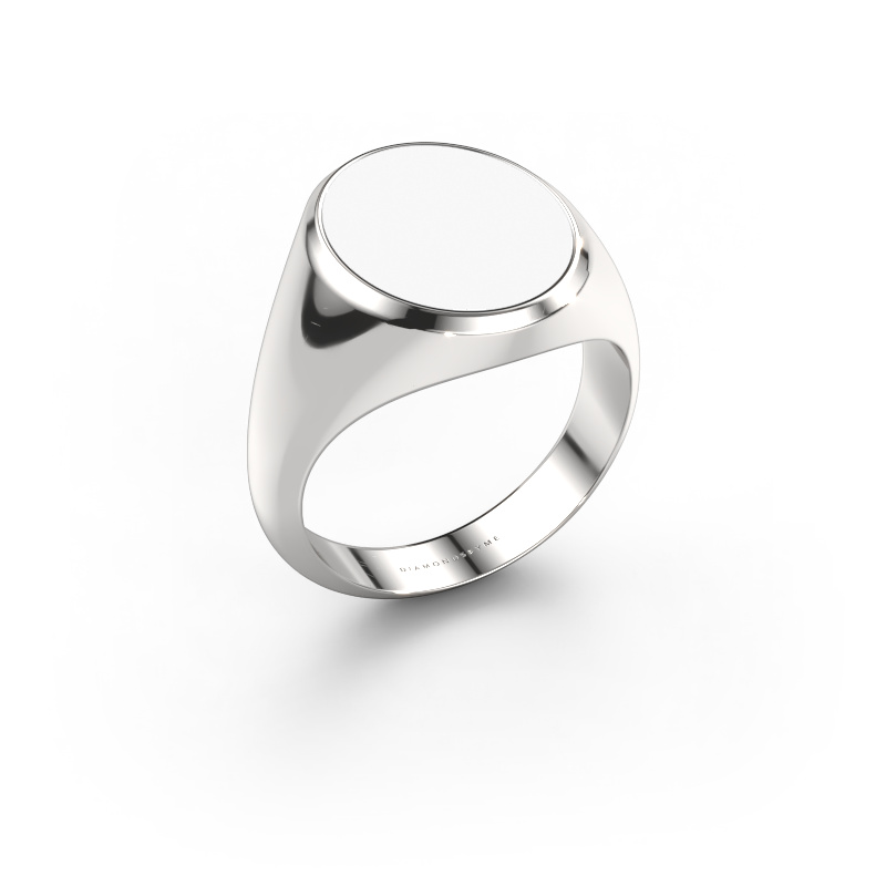Afbeelding van Zegelring Herman 4 585 witgoud Witte emaille 15x12 mm