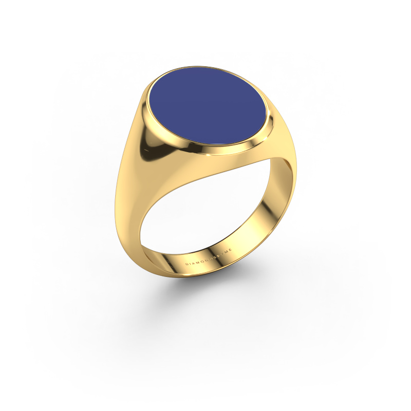 Afbeelding van Zegelring Herman 4 585 goud Blauwe emaille 15x12 mm