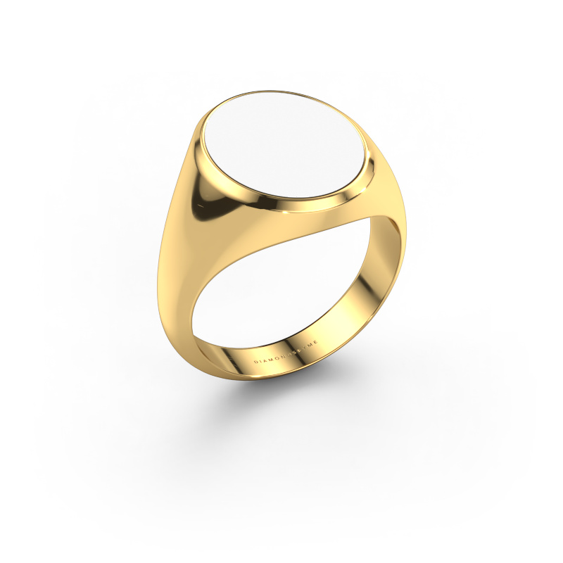 Afbeelding van Zegelring Herman 4 585 goud Witte emaille 15x12 mm