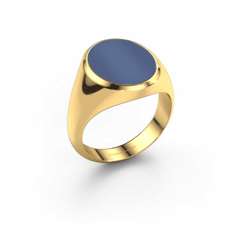 Afbeelding van Zegelring Herman 4 585 goud Blauw lagensteen 15x12 mm