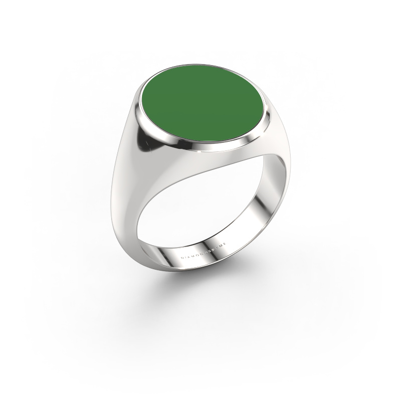 Afbeelding van Zegelring Herman 5 950 platina Groene emaille 15x13 mm