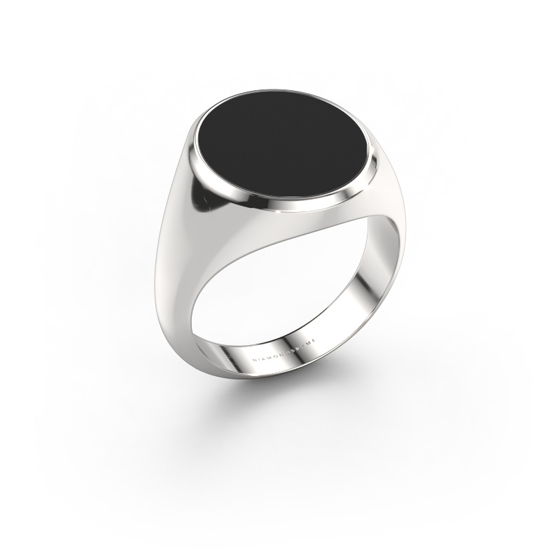 Image of Signet ring Herman 5 950 platinum Black enamel 15x13 mm