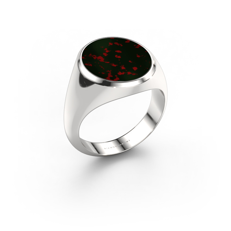 Image of Signet ring Herman 5 950 platinum Bloodstone 15x13 mm