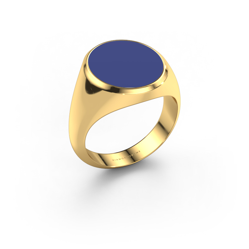 Afbeelding van Zegelring Herman 5 585 goud Blauwe emaille 15x13 mm